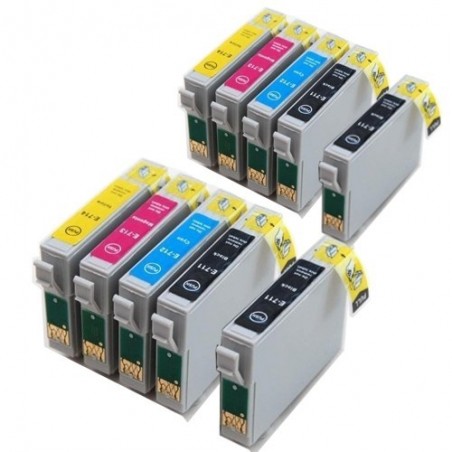 Cartucce Inkjet Multipack per Epson T0711 T0712 T0713 T0714 4BK+2CY+2MA+2YE