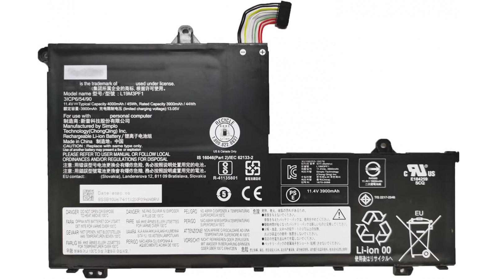 Batteria per Lenovo L19D3PF2 L19M3PF2 L19L3PF1 L19D3PF1 L19C3PF1 L19M3PF1 L19M3PF9 L19C3PF9 L19L3PF8