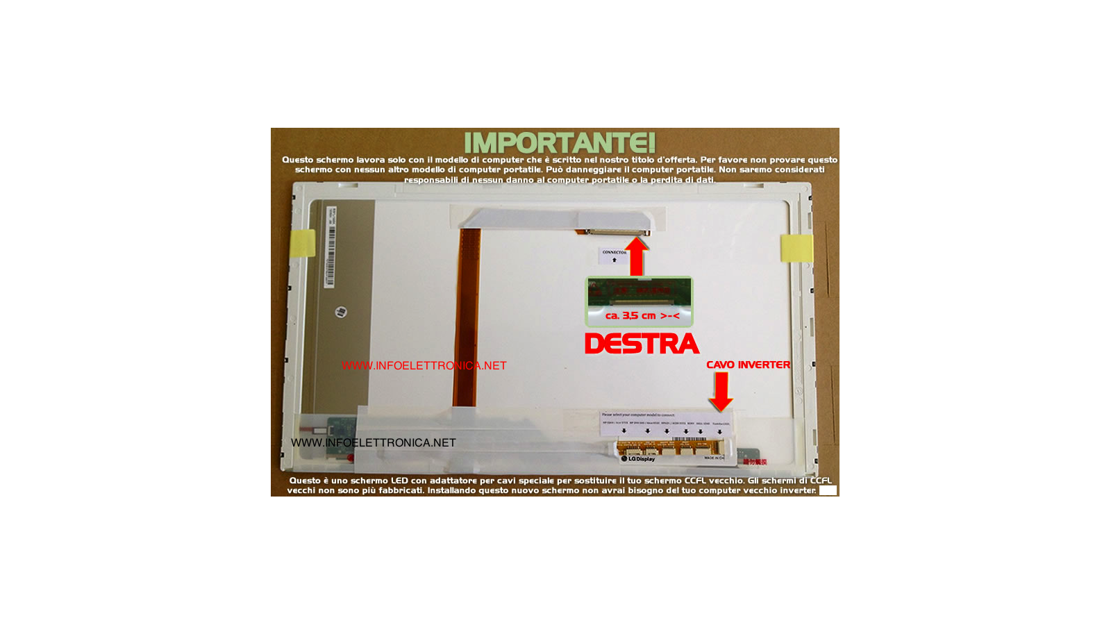 LCD DISPLAY SCHERMO WXGA 15.6" compatibile con SONY PCG-71211M Serie