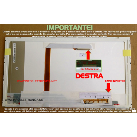 LCD DISPLAY SCHERMO WXGA 15.6" compatibile con SONY PCG-71211M Serie