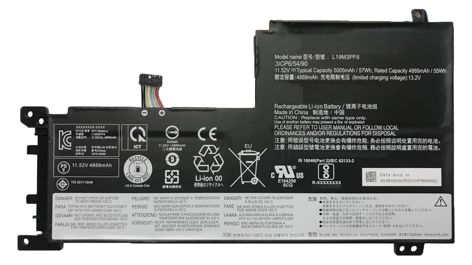 Batteria per Lenovo L19M3PF6 5B10W86947 L19M4PF1 5B10W86940 L19L4PF1 L19C4PF1 L19L3PF2 L19D3PF3 L19C3PF4 L19C3PF5