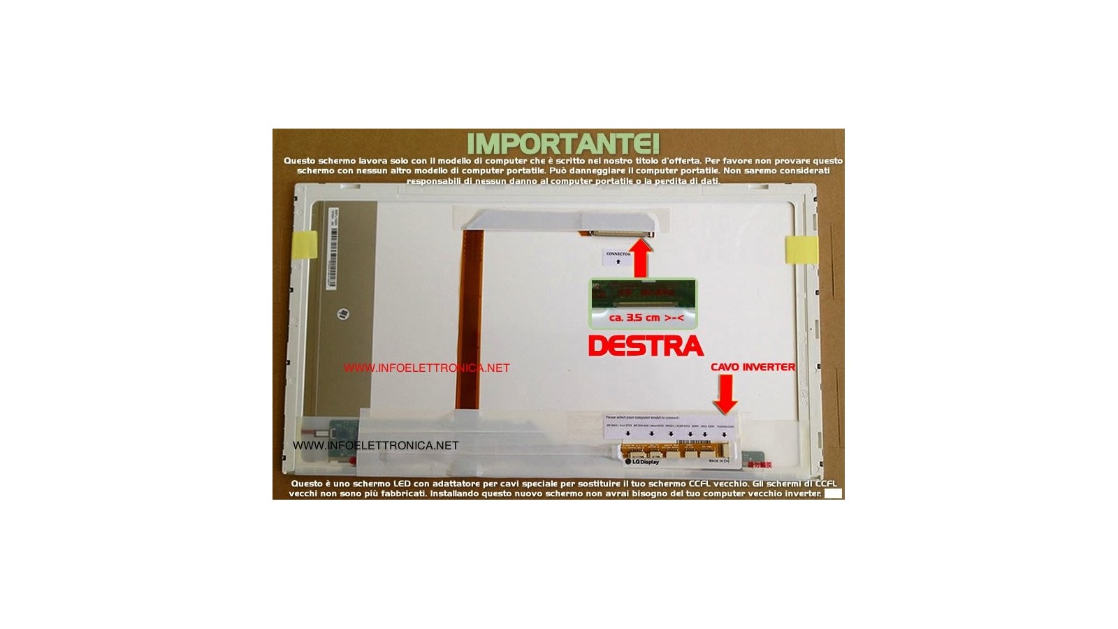 LCD DISPLAY SCHERMO WXGA 15.6" compatibile con Sony VAIO VGN-NW21MF serie