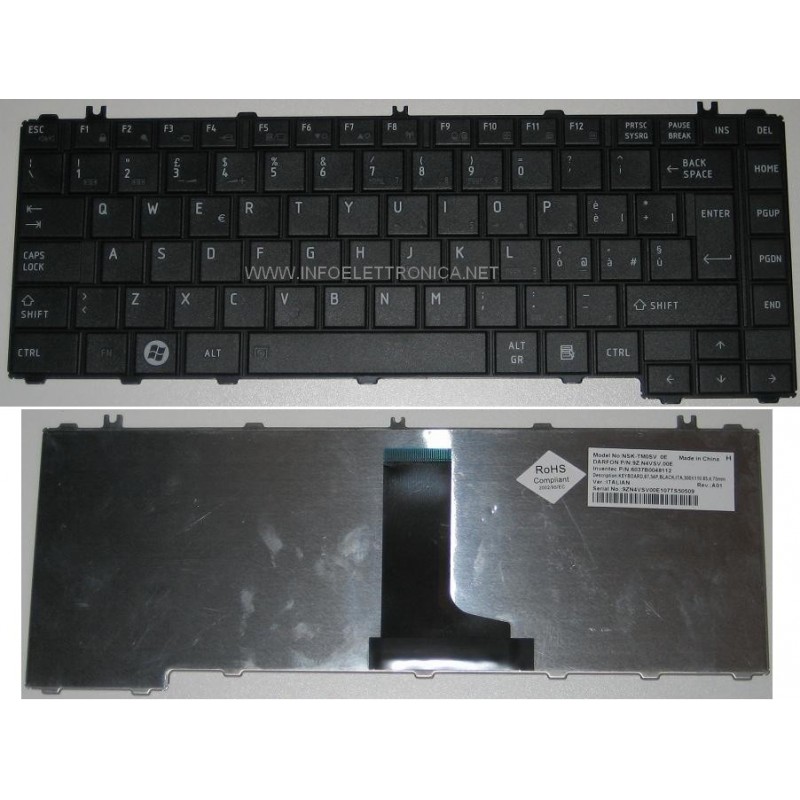 Tastiera italiana nera compatibile con Toshiba L600 L630 L640 L640D L645 L645D C600D C640